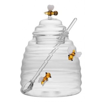 Açucareiro C/ Colher Lovely Bee Em Vidro 470ml - Lyor